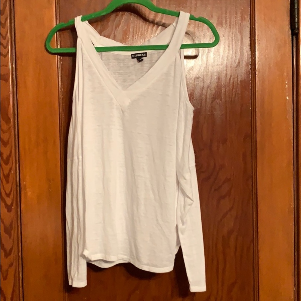 Express White Cold Shoulder Long Sleeve Top